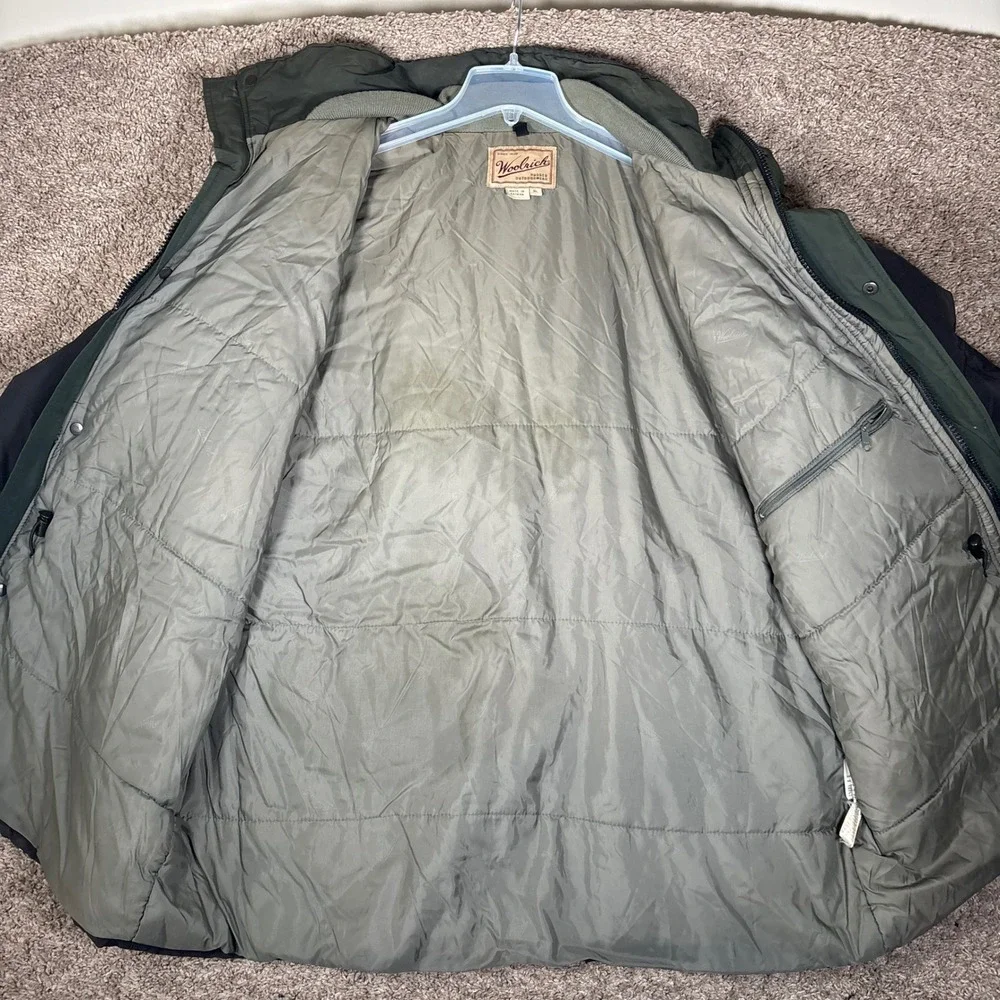 Woolrich Mens Black Field Jacket Parka‎ Detachable Hood Insulated Size XL